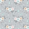 Baumwolle Pastell Rosen / Grau